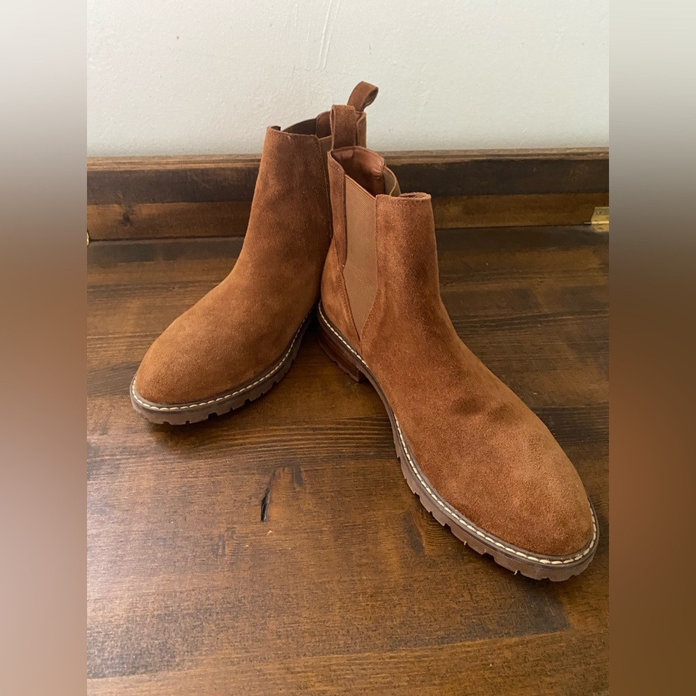 Steve Madden Thyra Chelsea Boots Chestnut Suede Pull On Stretch Size 10